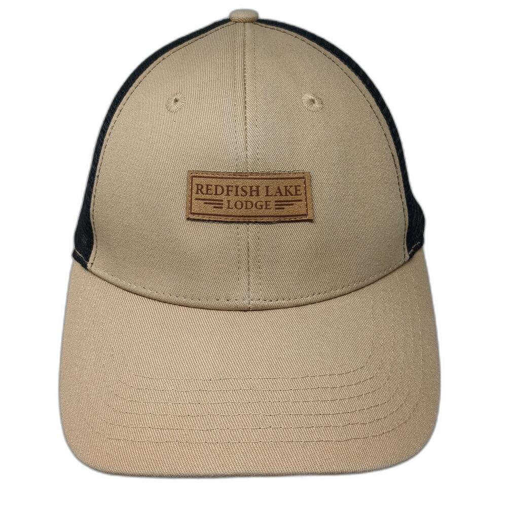 Locale Redfish Lake Lodge Trucker Hat Beige Black One Size Snapback Mesh Patch
